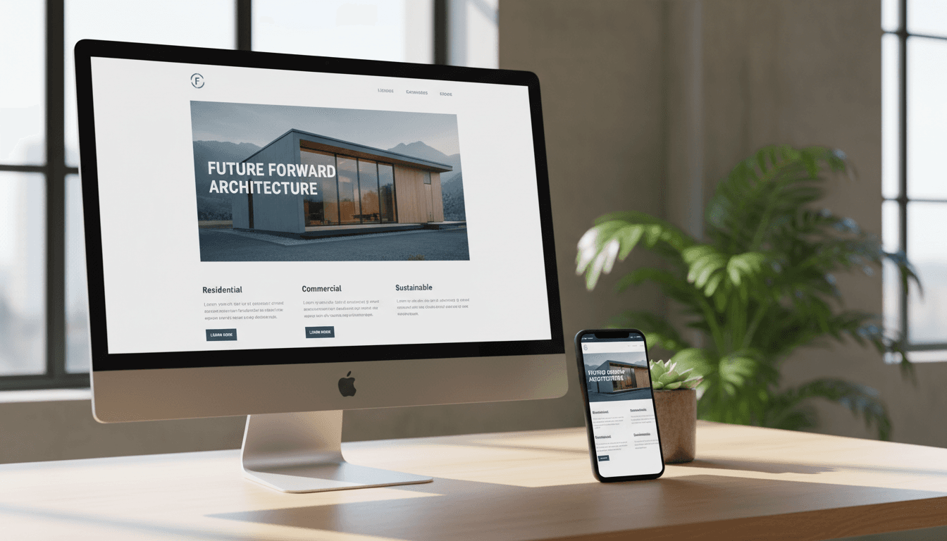 Modern website design on a desktop and mobile device