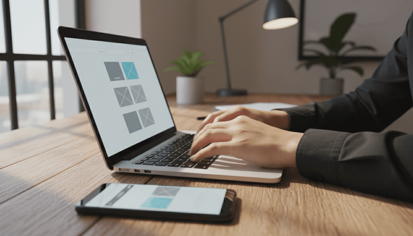 Web designer working on a responsive website design at their desk