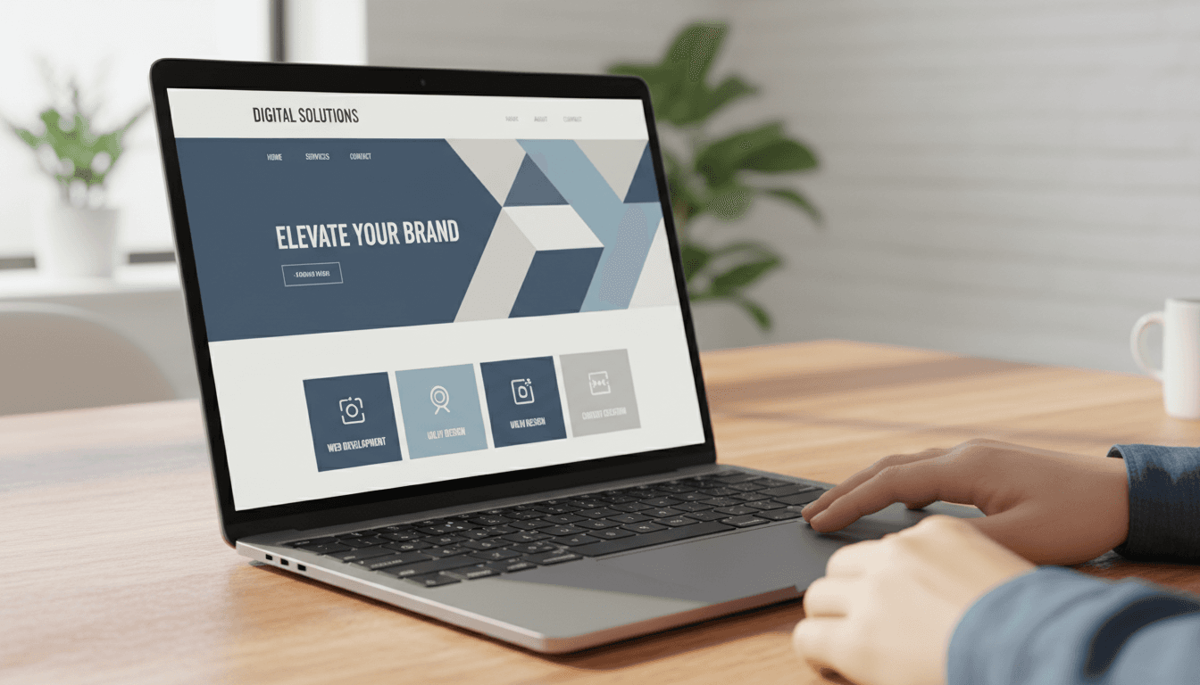 Designer working on a professional website on laptop