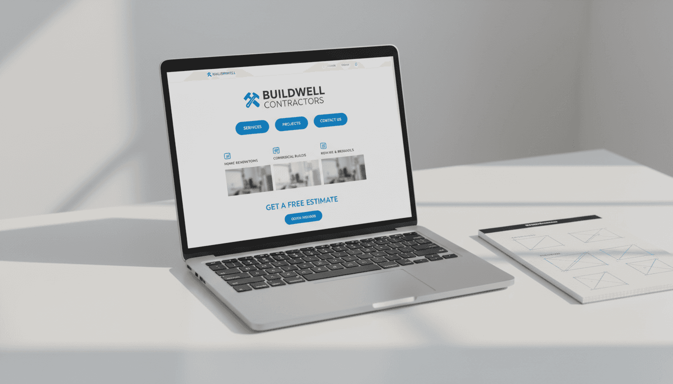 Clean laptop displaying a professional mobile-friendly website design for a local service business