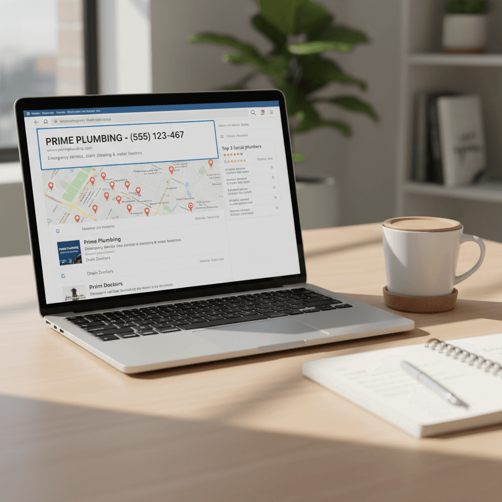 Website ranking in search results for local service business